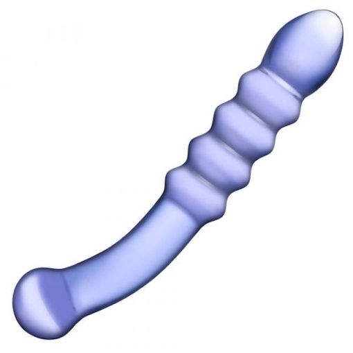 Purple Rain Ribbed Glass Dildo 1