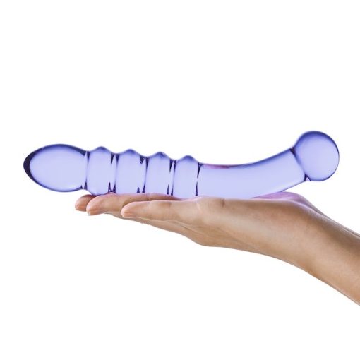 Purple Rain Ribbed Glass Dildo 2