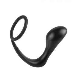 Ass-Gasm Silicone Cockring Plug Black