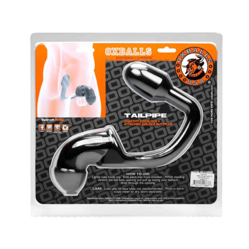 Oxballs-Tailpipe-Chastity-Cocklock-Asslock-Butt-Plug-Black-Box