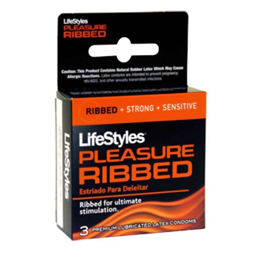 Lifestyles Condom Ribbed Pleasure Lubricated 3 Pack side