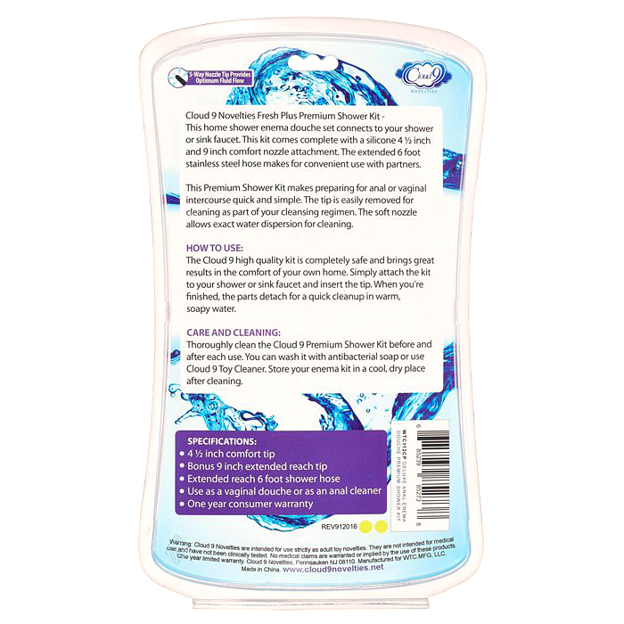 CLOUD 9 FRESH + DELUXE ANAL ENEMA PREMIUM SHOWER KIT Packaging Back