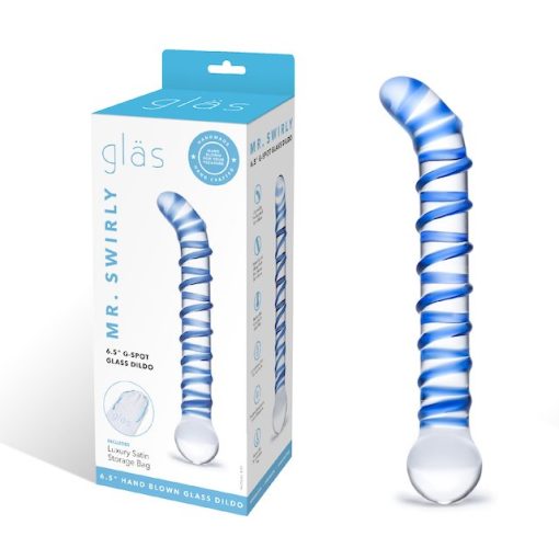 Mr Swirly 6.5 inches G-Spot Glass Dildo Clear Blue Box