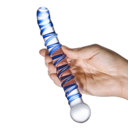 Mr Swirly 6.5 inches G-Spot Glass Dildo Clear Blue - Image 5