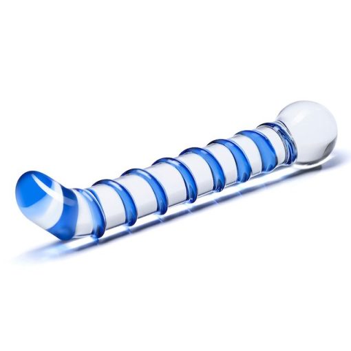 Mr Swirly 6.5 inches G-Spot Glass Dildo Clear Blue - Image 3