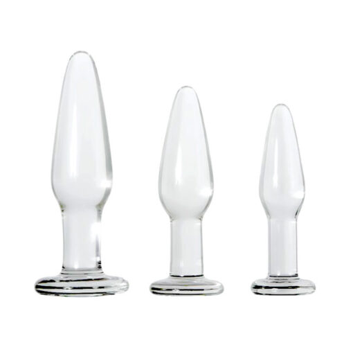 Glass-Anal-Training-Trio-3-Clear-Butt-Plugs-Front