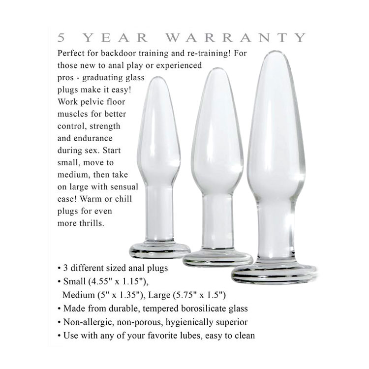 Glass-Anal-Training-Trio-3-Clear-Butt-Plugs-Specs