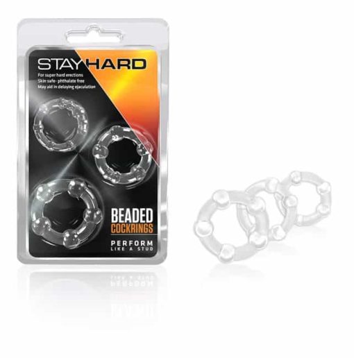 STAY HARD BEADED COCKRINGS 3PC CLEAR