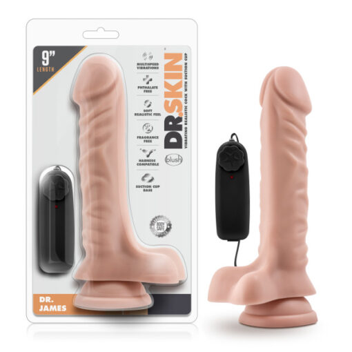 Dr Skin Dr James 9 inches Vibrating Cock with Suction Beige 4