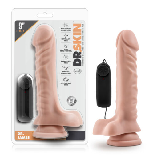 Dr Skin Dr James 9 inches Vibrating Cock with Suction Beige 4