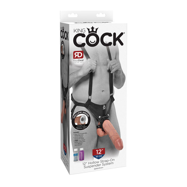 King Cock 12 in Hollow Strap On Suspender System Box