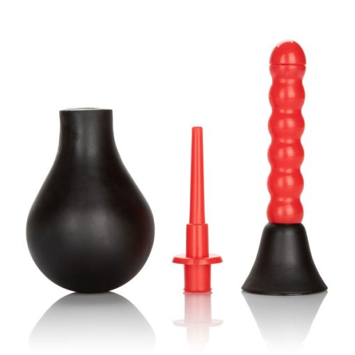 Red Ribbed Anal Douche Enema set