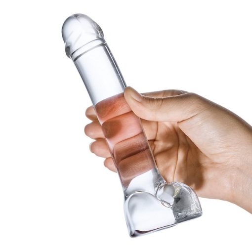Glas 7 inches Realistic Curved Glass G-Spot Dildo Clear 1
