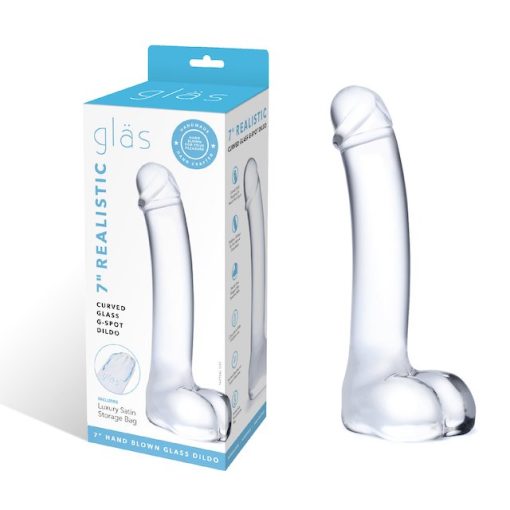 Glas 7 inches Realistic Curved Glass G-Spot Dildo Clear Box