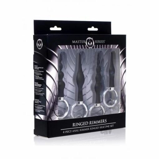 4 Piece Silicone Anal Ringed Rimmers Set Black Box