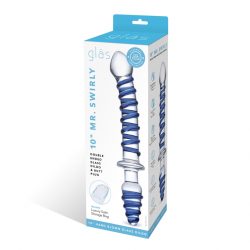 10 IN MR SWIRLY DOUBLE ENDED GLASS DILDO & BUTT PLUG main