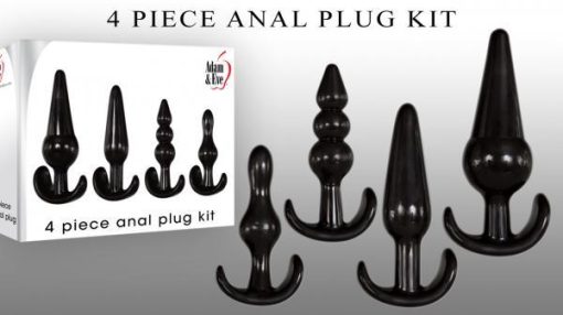 4 Piece Anal Plug Kit Black Main