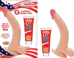 ALL AMERICAN WHOPPERS 8IN CURVED DONG W/BALLS & LUBE main