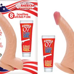 All American Whoppers 8 inches Curved Dong, Balls Beige