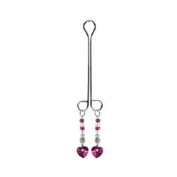 BIJOUX DE CLI DOUBLE LOOP W/ HEART CHARM & FUCHSIA BEADS main