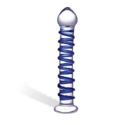 BLUE SPIRAL GLASS DILDO main