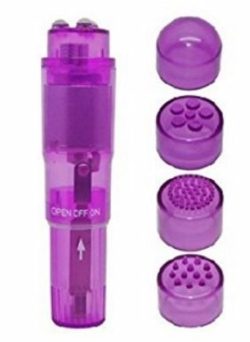 (BULK) CLOUD 9 NOVELTIES MINI MASSAGER POCKET ROCKET PURPLE W/ 4 ATTACHMENTS main