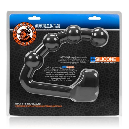 BUTTBALLS ASSLOCK & COCKSLING OXBALLS SILICONE/TPR BLEND BLACK ICE (NET) 3