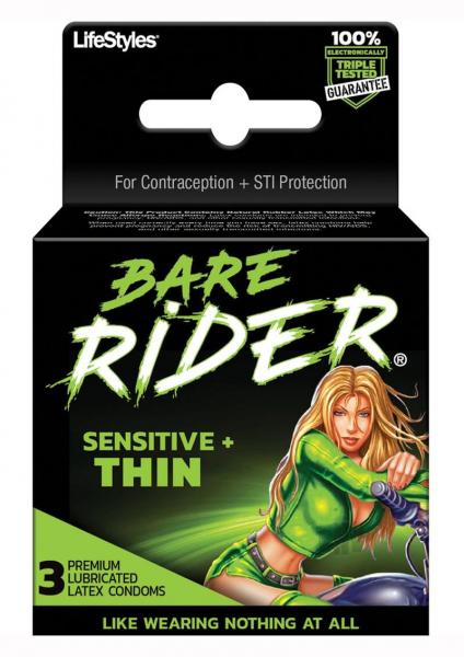 Bare rider thin latex condoms 3 pack main