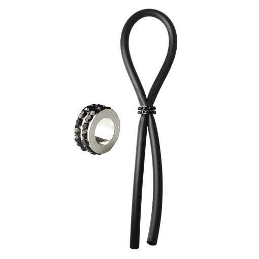 C-RING LASSO BLACK GEMS BEAD SILICONE BLACK back