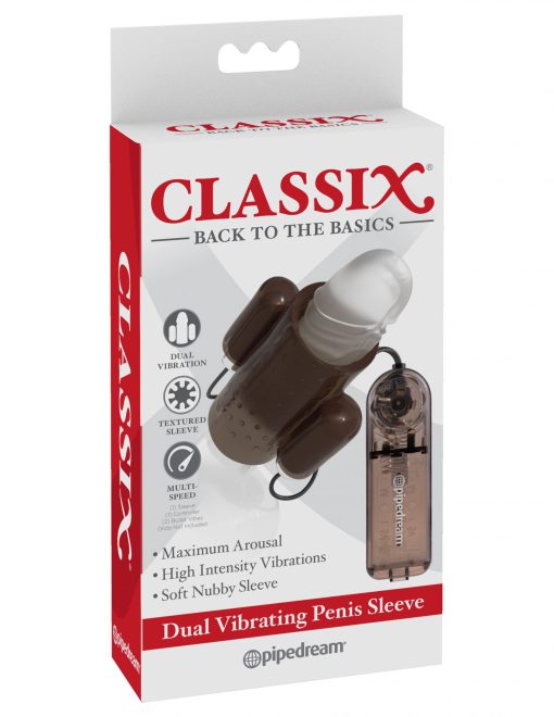 CLASSIX DUAL VIBRATING PENIS SLEEVE SMOKE main