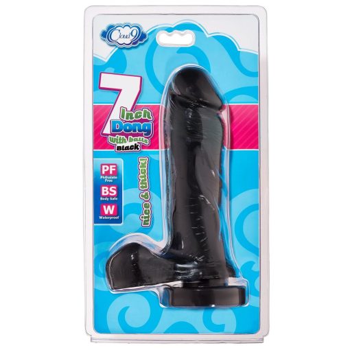 CLOUD 9 DELIGHTFUL DONG-7IN THICK W/BALLS-BLACK back