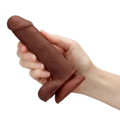 CLOUD 9 DUAL DENSITY DILDO TOUCH 6IN W/ BALLS BROWN 2