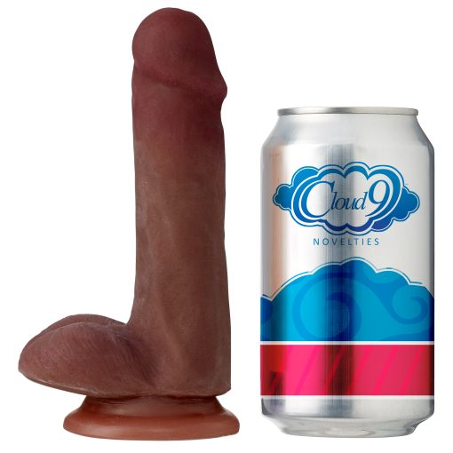 CLOUD 9 DUAL DENSITY DILDO TOUCH 6IN W/ BALLS BROWN main