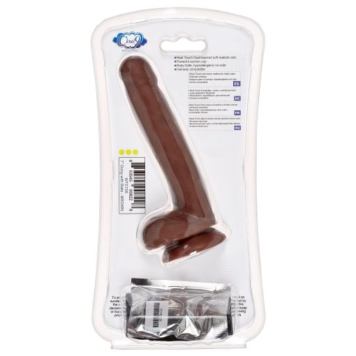 CLOUD 9 DUAL DENSITY DILDO TOUCH 7IN W/ BALLS BROWN back