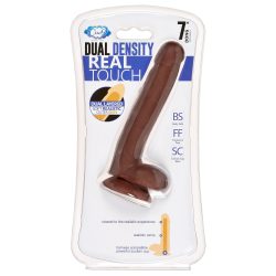 CLOUD 9 DUAL DENSITY DILDO TOUCH 7IN W/ BALLS BROWN main