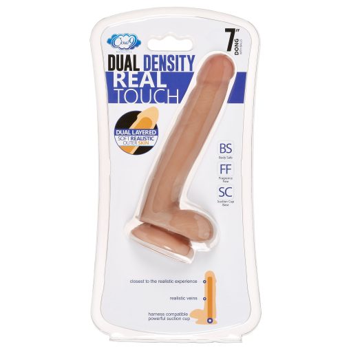 CLOUD 9 DUAL DENSITY DILDO TOUCH 7IN W/ BALLS TAN/ MOCHA main