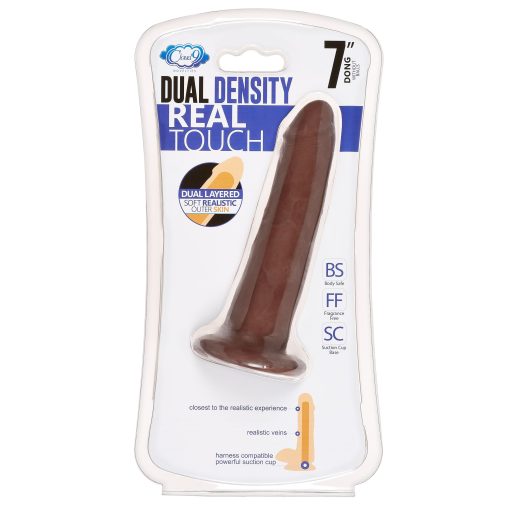 CLOUD 9 DUAL DENSITY DILDO TOUCH 7IN W/ NO BALLS BROWN back
