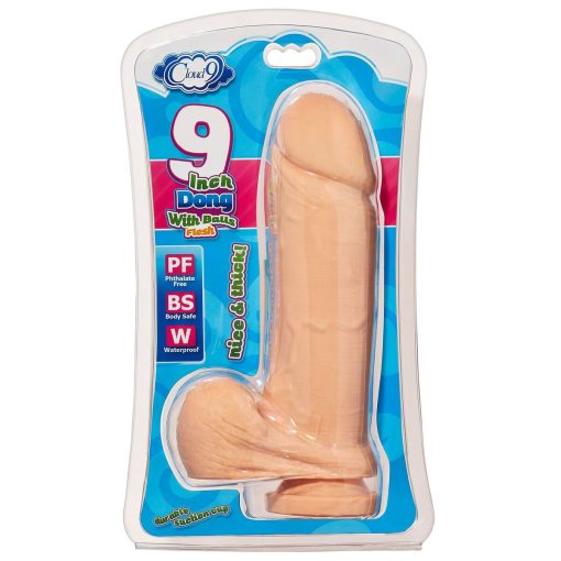 CLOUD 9 THICK DONG W/BALLS & SUCTION LIGHT 9IN back