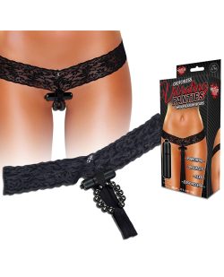 CROTCHLESS VIBRATING PANTIES W PLEASURE BEADS BLACK S/M main