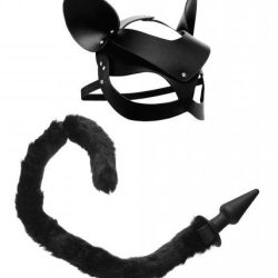 Cat Tail Anal Plug, Mask And Tail Kit Black