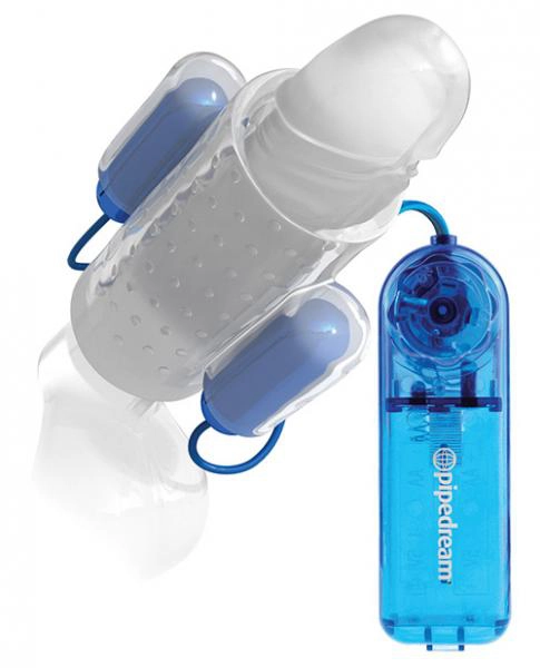 Classix Dual Vibrating Penis Sleeve Blue & Clear Main