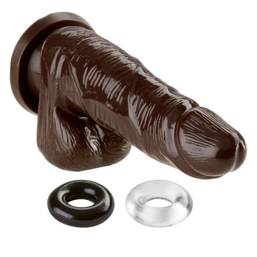 (D) CLOUD 9 5 DILDO BROWN W/ 2 BONUS COCK RINGS "