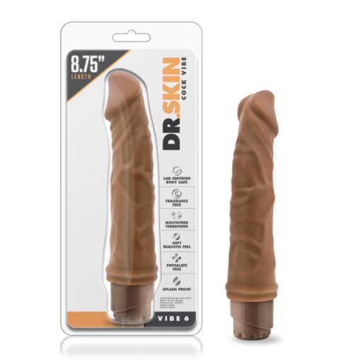 (D) DR SKIN COCK VIBE #6 MOCHA REALISTIC COCK