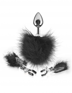 (D) FETISH FANTASY FEATHER NI CLAMPS & ANAL PLUG