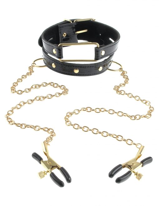 (d) fetish fantasy gold collar nipple clamp