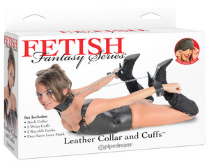 (d) fetish fantasy leather col & cuffs