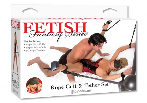(D) FETISH FANTASY ROPE CUFF A TETHER SET main