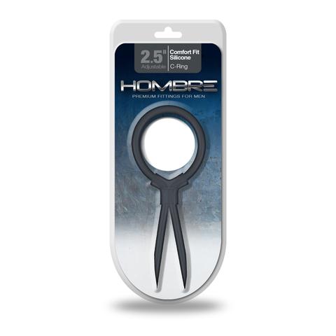 (D) HOMBRE COMFORT FIT SILICON ADJUSTABLE C-RING CHARCOAL