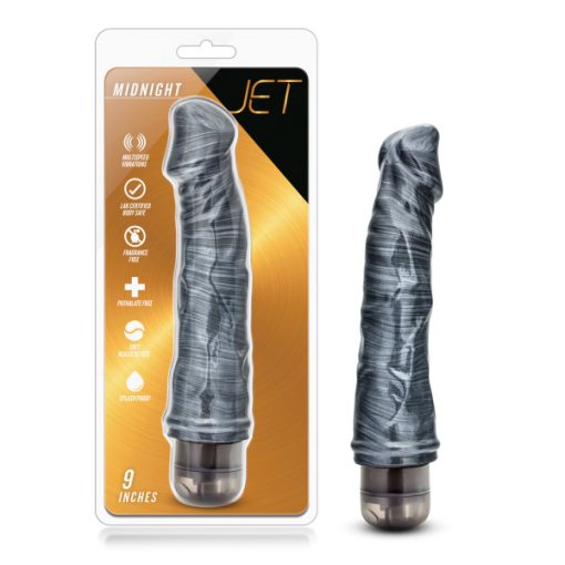 (D) JET MIDNIGHT CARBON METALL BLACK VIBRATING DILDO