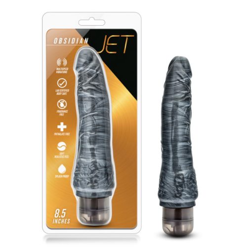 (D) JET OBSIDIAN CARBON METALL BLACK VIBRATING DILDO